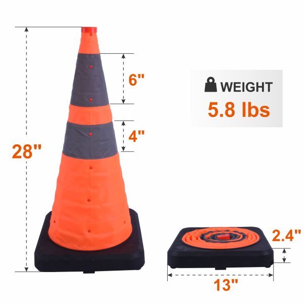 28Inch Collapsible Traffic Cone with Heavy Base Product dimensions