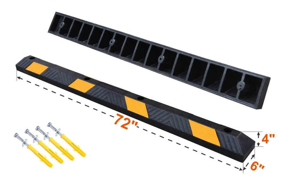 6Ft Parking Curb with Install Kits Product dimensions; Comes with screws，Easy to assemble;