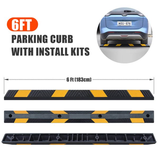 6Ft Parking Curb with Install Kits Product dimensions