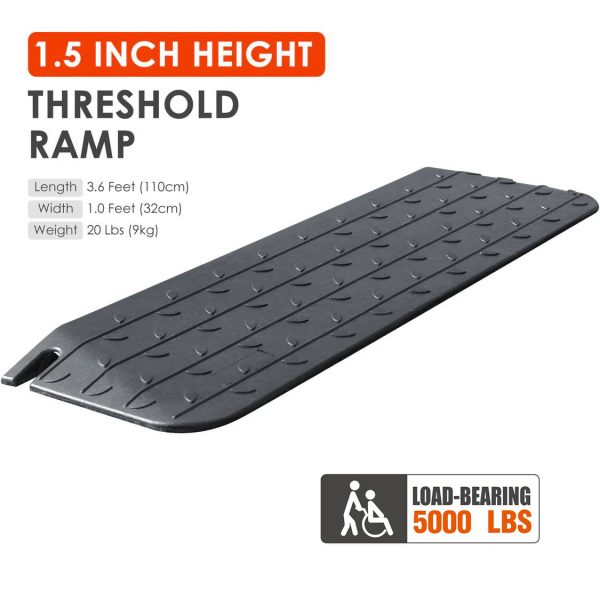 Wheel Chair Threshold Ramp： 1.5 INCH HEIGHT Product dimensions LOAD-BEARING 5000 LBS