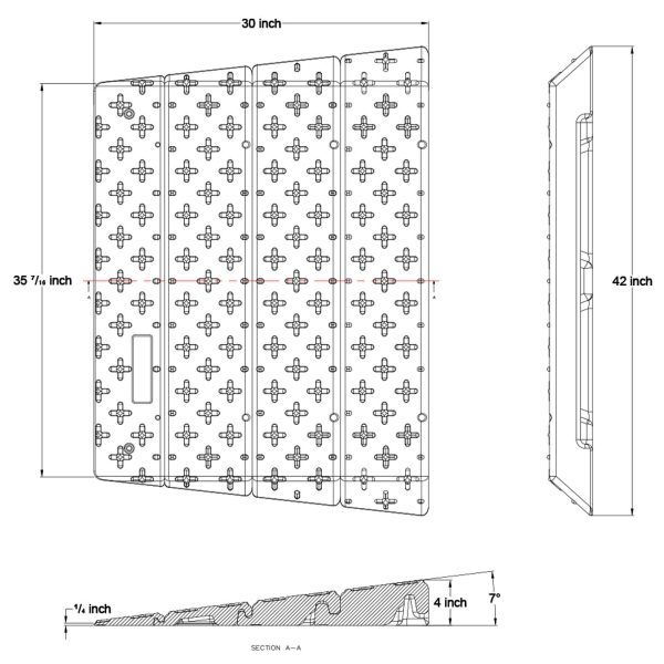 Wheel Chair Assemble Threshold Ramp 2D Product dimensions