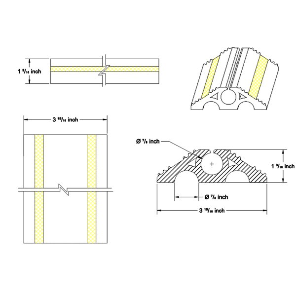 10Ft Cable Duct 1Inch Channel Product 2D dimensions