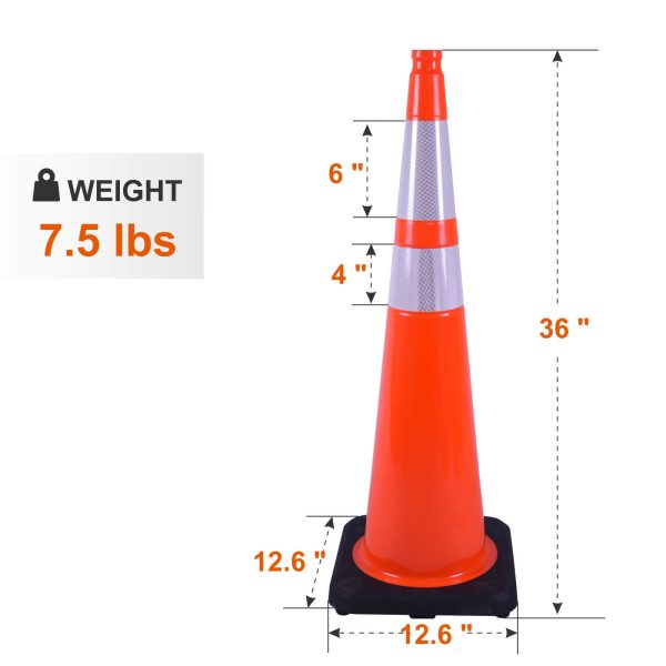 Flexible Black Base PVC Traffic Cone Product dimensions： Height-36Inch; Color-Orange;