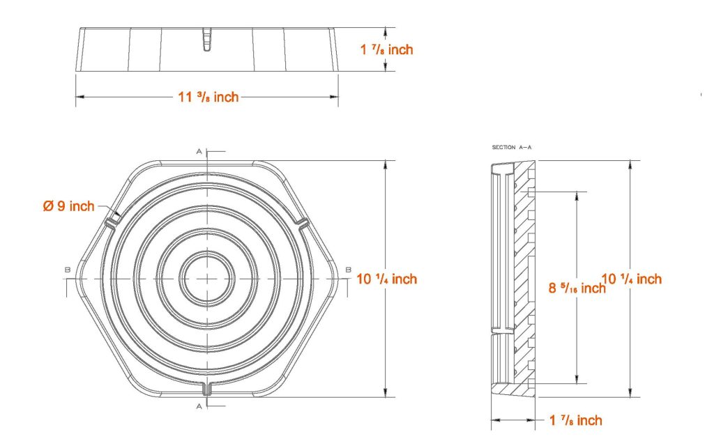 RV Leveling Pads 9Inch 2D Product Dimension.